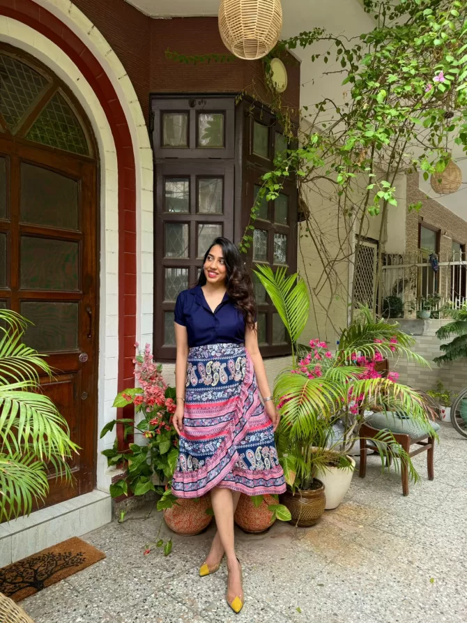 Paisley Frill Wrap Skirt (Free Size)