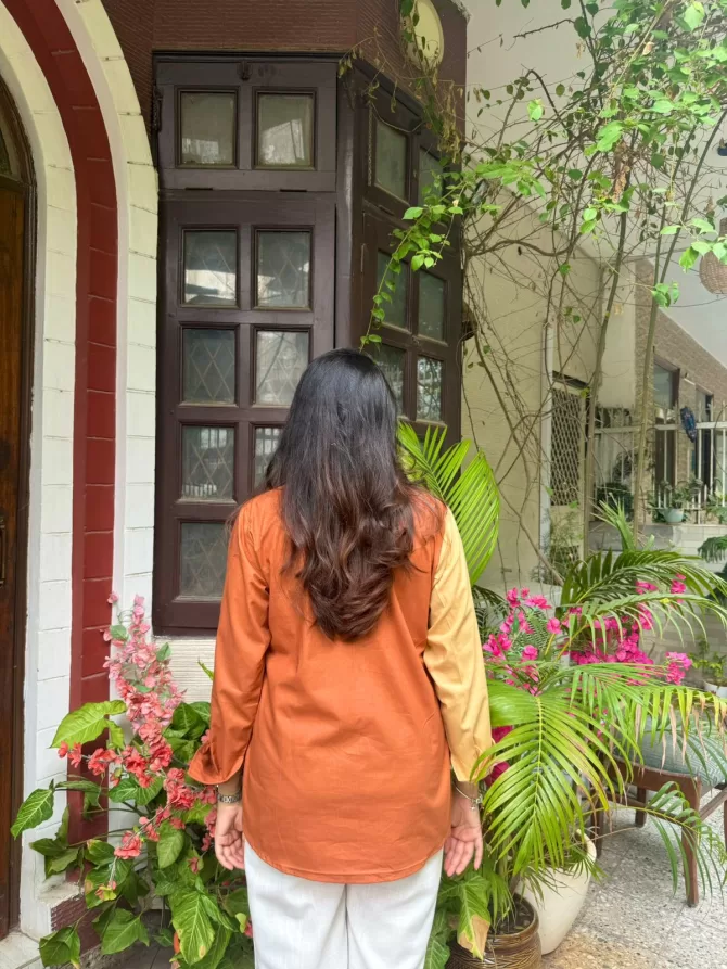 Halfsies Cotton Shirt - Brown