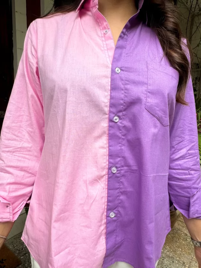 Halfsies Cotton Shirt - Lilac