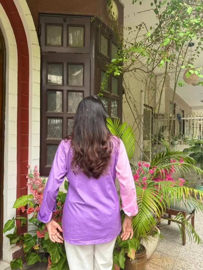Halfsies Cotton Shirt - Lilac