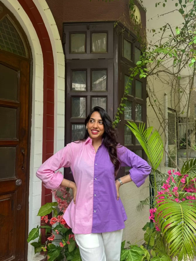 Halfsies Cotton Shirt - Lilac