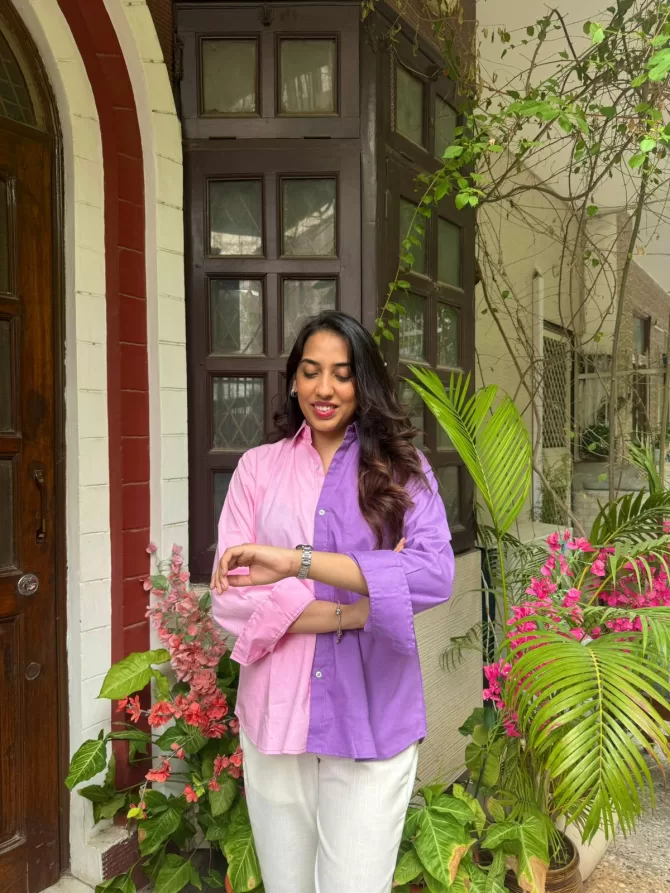 Halfsies Cotton Shirt - Lilac