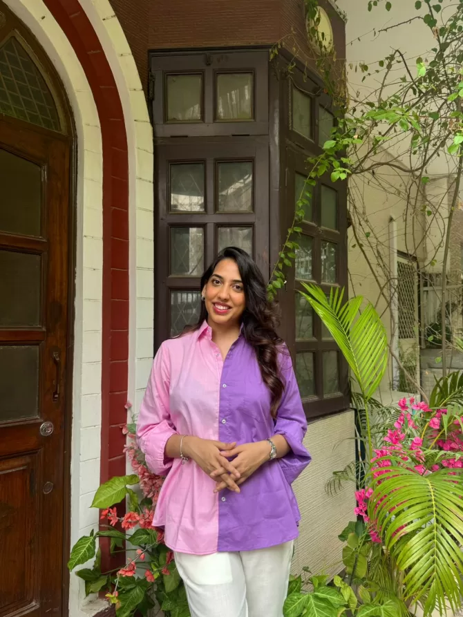 Halfsies Cotton Shirt - Lilac