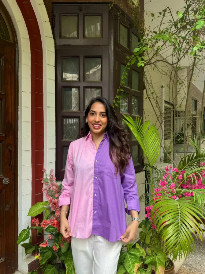 Halfsies Cotton Shirt - Lilac