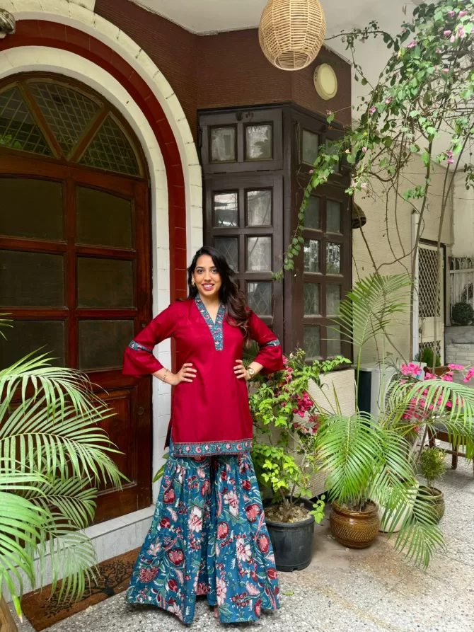 Sharara Sharara Set (Super Premium) - Maroon