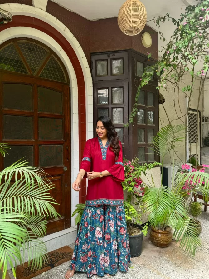 Sharara Sharara Set (Super Premium) - Maroon