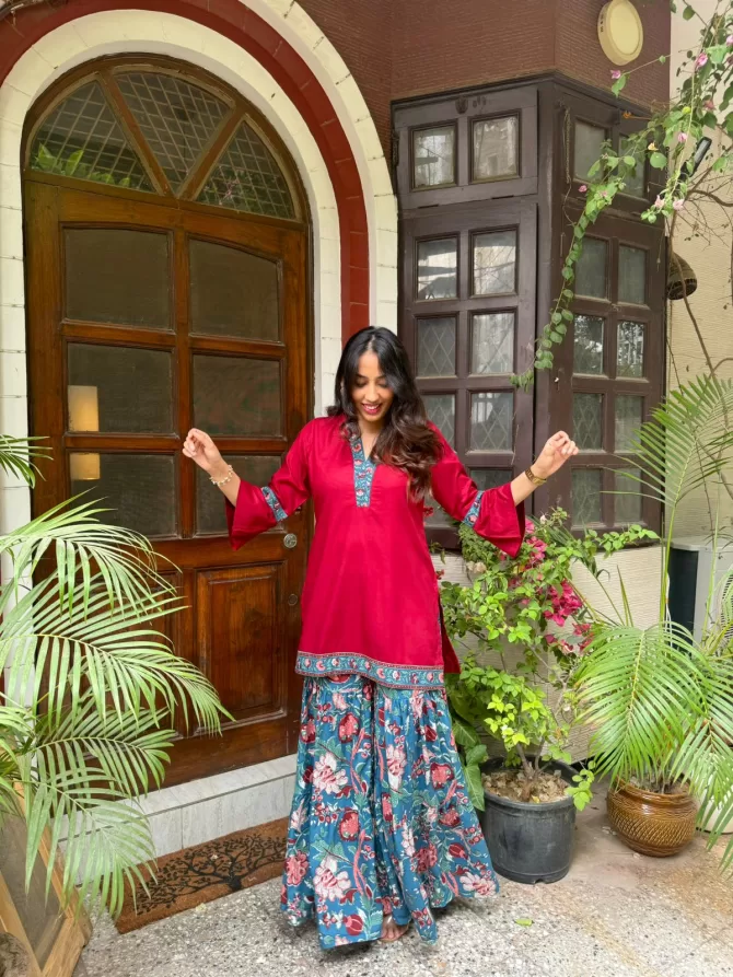 Sharara Sharara Set (Super Premium) - Maroon
