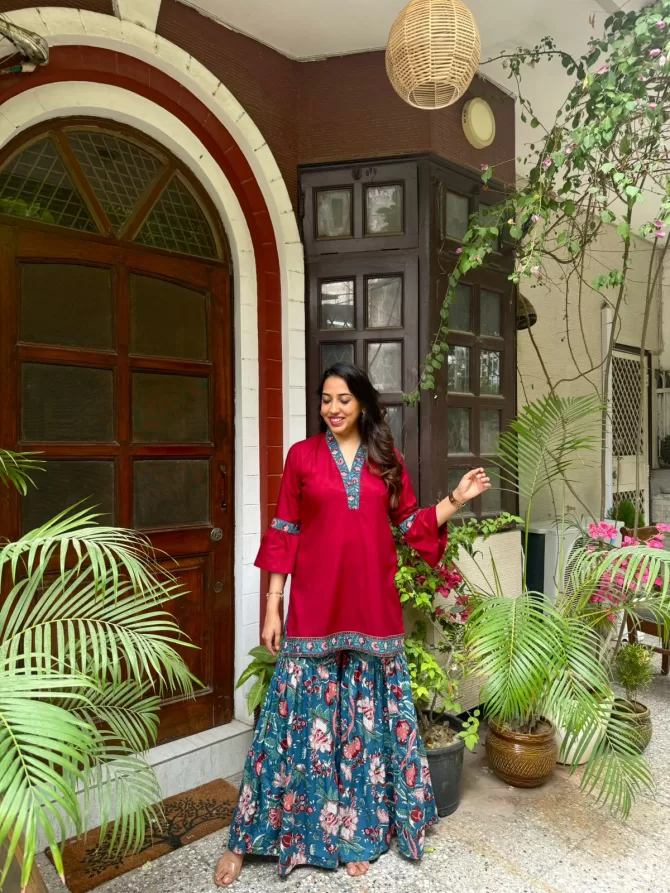Sharara Sharara Set (Super Premium) - Maroon