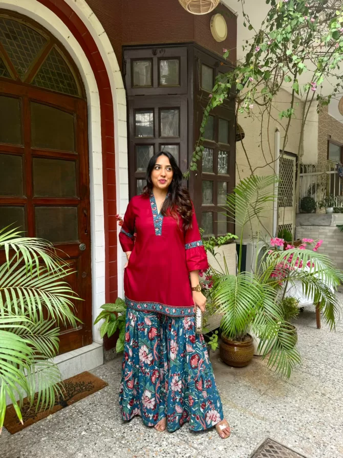 Sharara Sharara Set (Super Premium) - Maroon