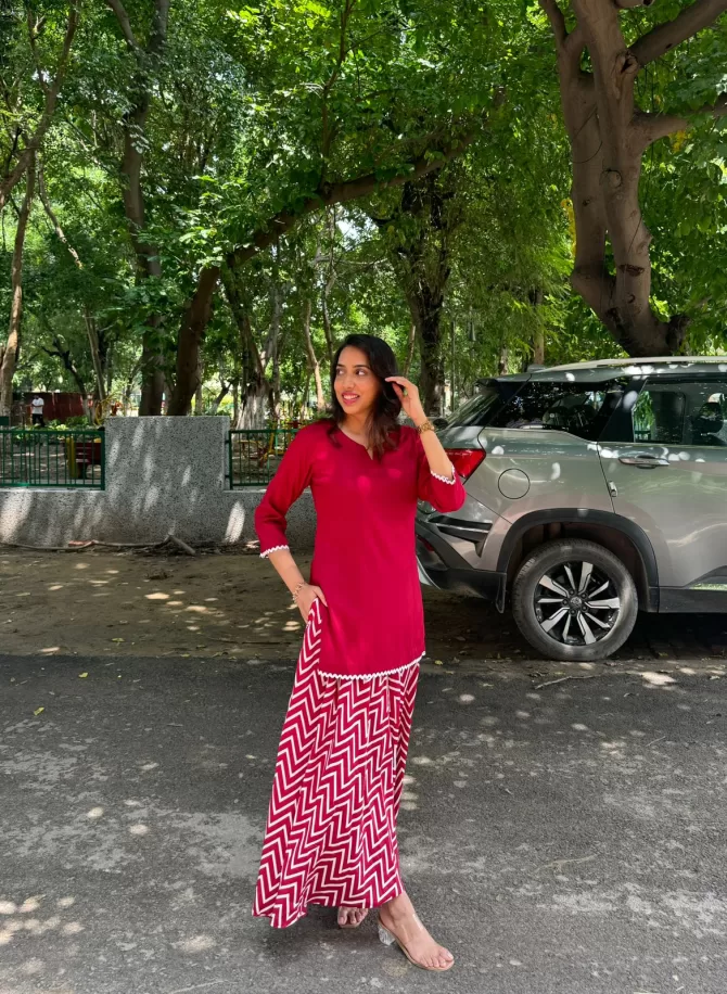 Maroon Striped Palazzo (Free Size)