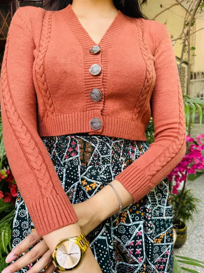Classic Cardigan - Brown (Free Size)