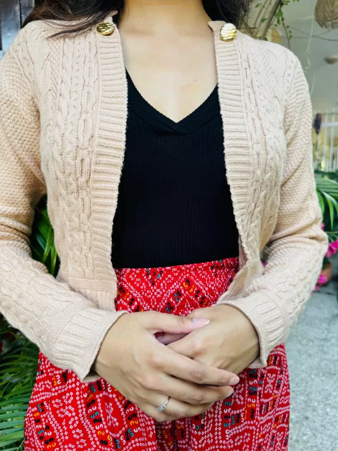 Classy Cardigan - Cream (Free Size)