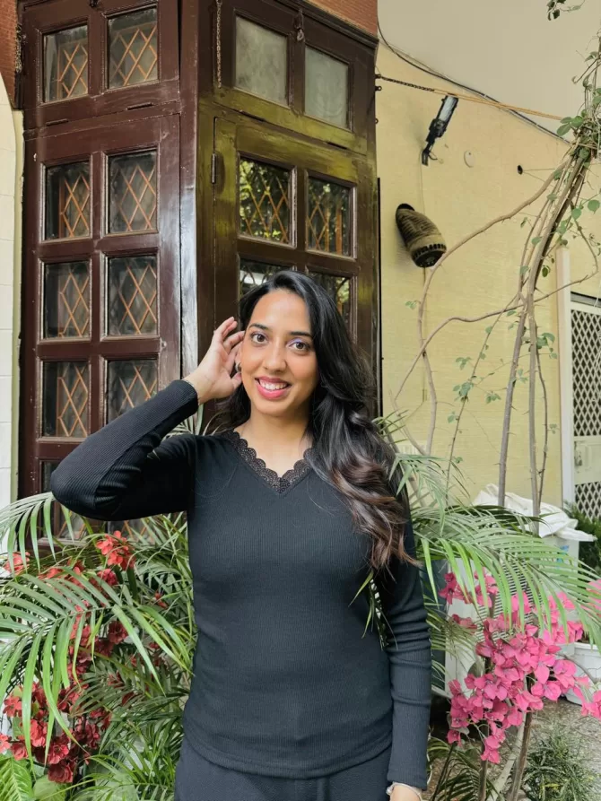 Lace Cotton Ribbed Top - Black