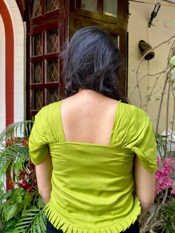 Draped Sleeves Top - Green