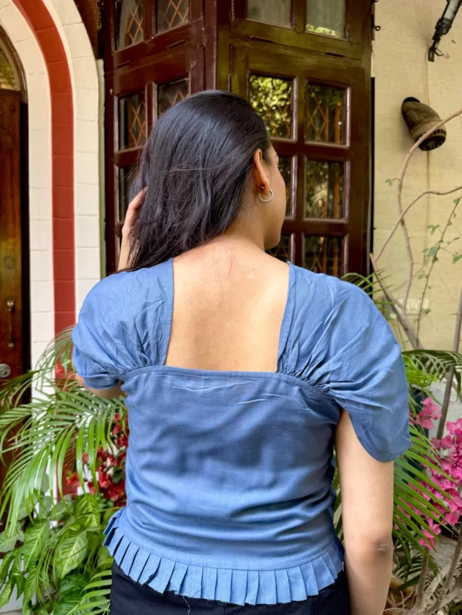 Draped Sleeves Top - Dusky Blue