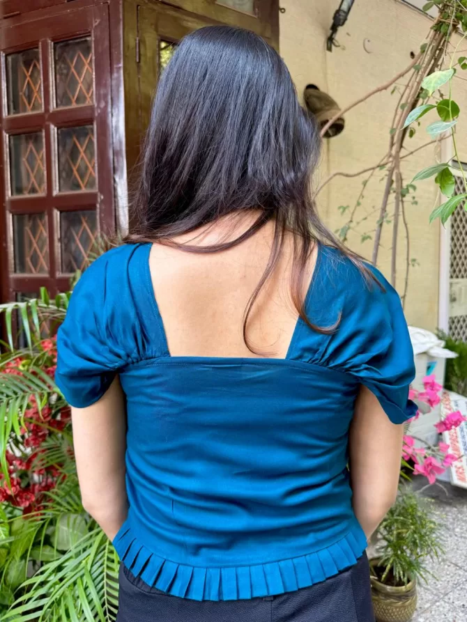 Draped Sleeves Top - Teal