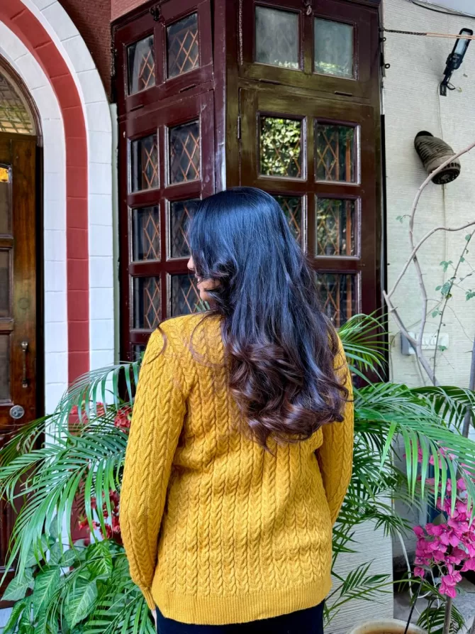 Mustard Knit Cardigan (Free Size)