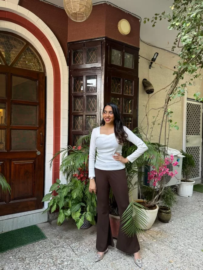 Flared Trousers - Brown