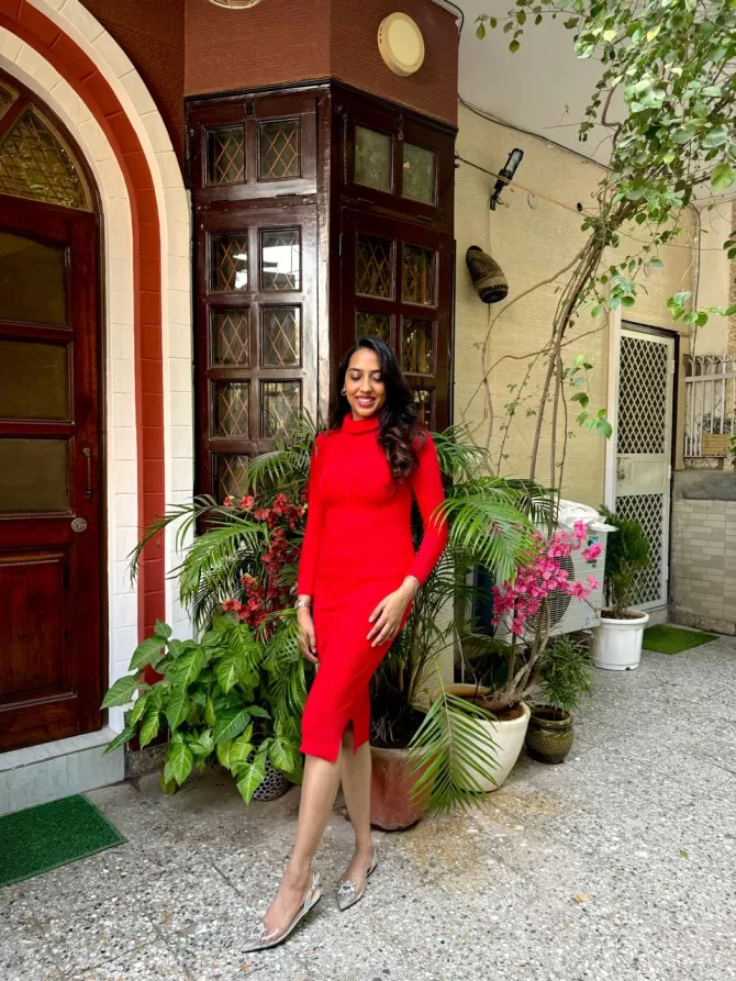 Sweater Dress- Red (Free Size)