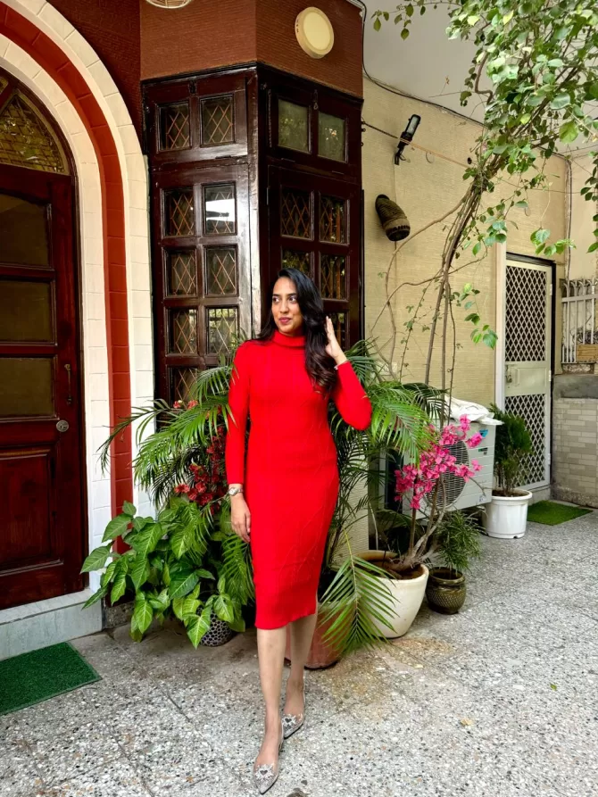 Sweater Dress- Red (Free Size)