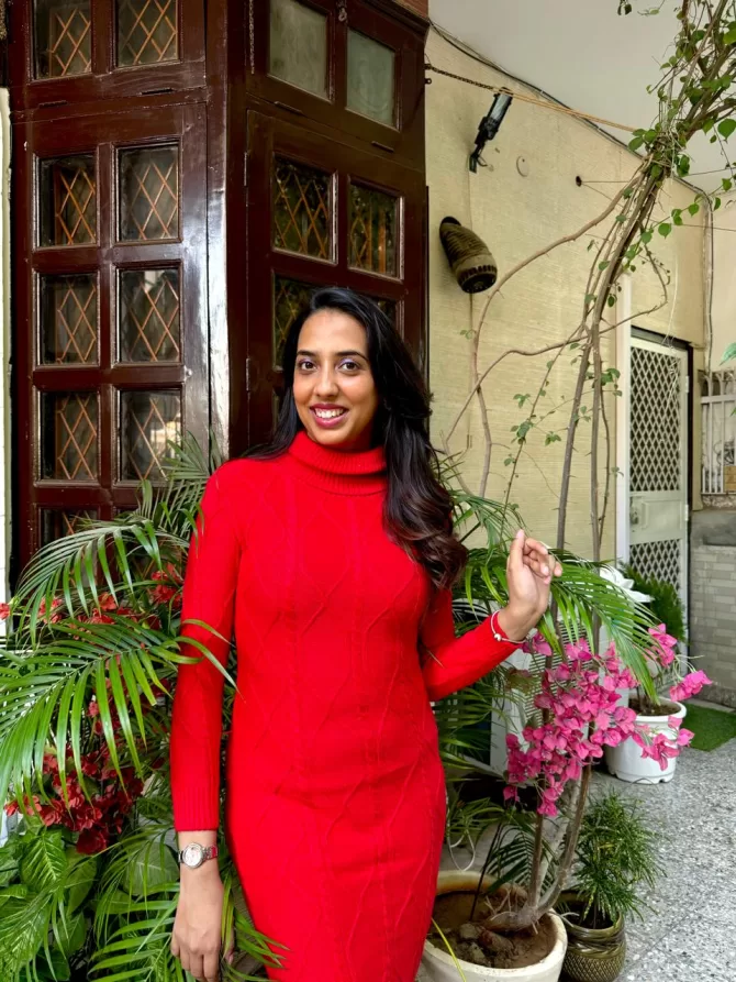 Sweater Dress- Red (Free Size)