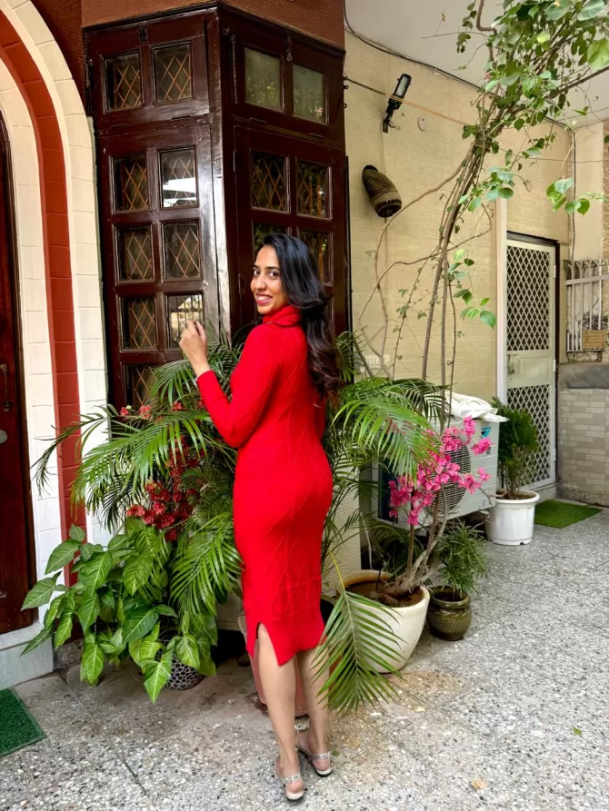 Sweater Dress- Red (Free Size)