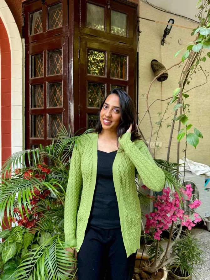 Green Knit Cardigan (Free Size)