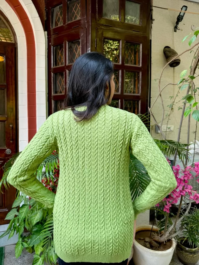 Green Knit Cardigan (Free Size)