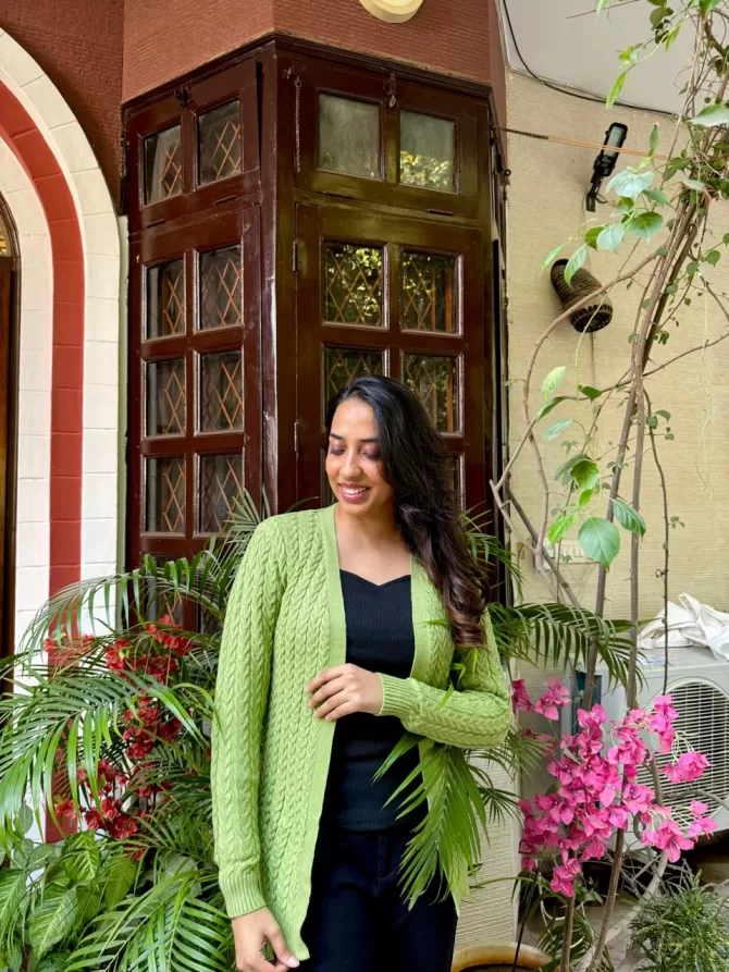 Green Knit Cardigan (Free Size)