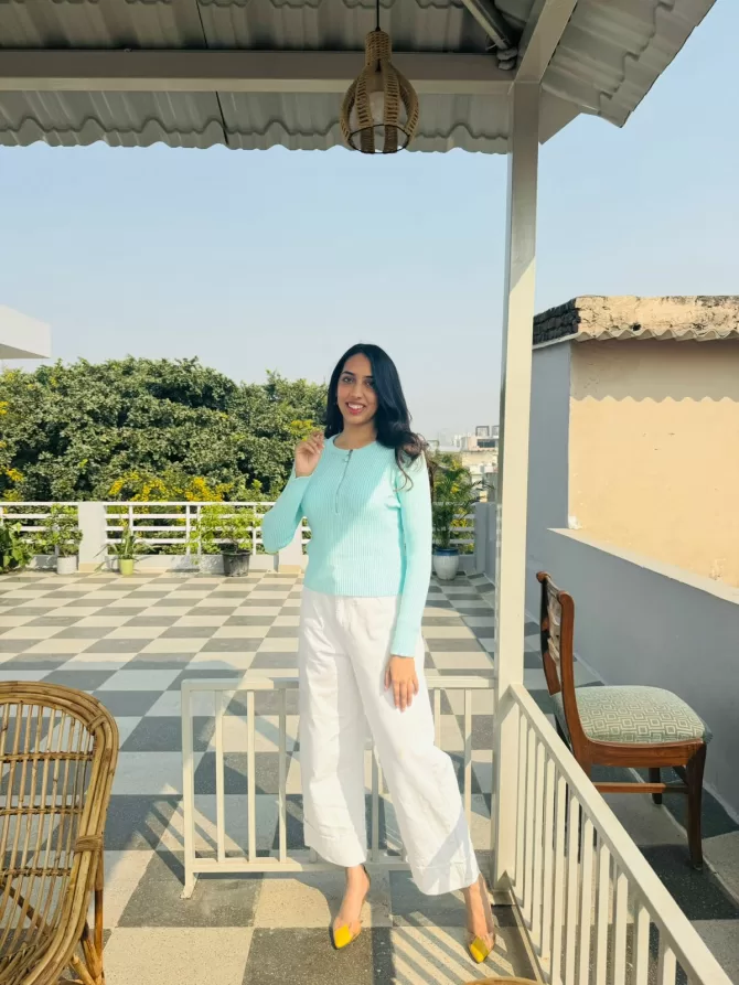 Ribbed Mint Sweater (Free Size)