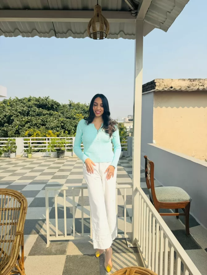Ribbed Mint Sweater (Free Size)