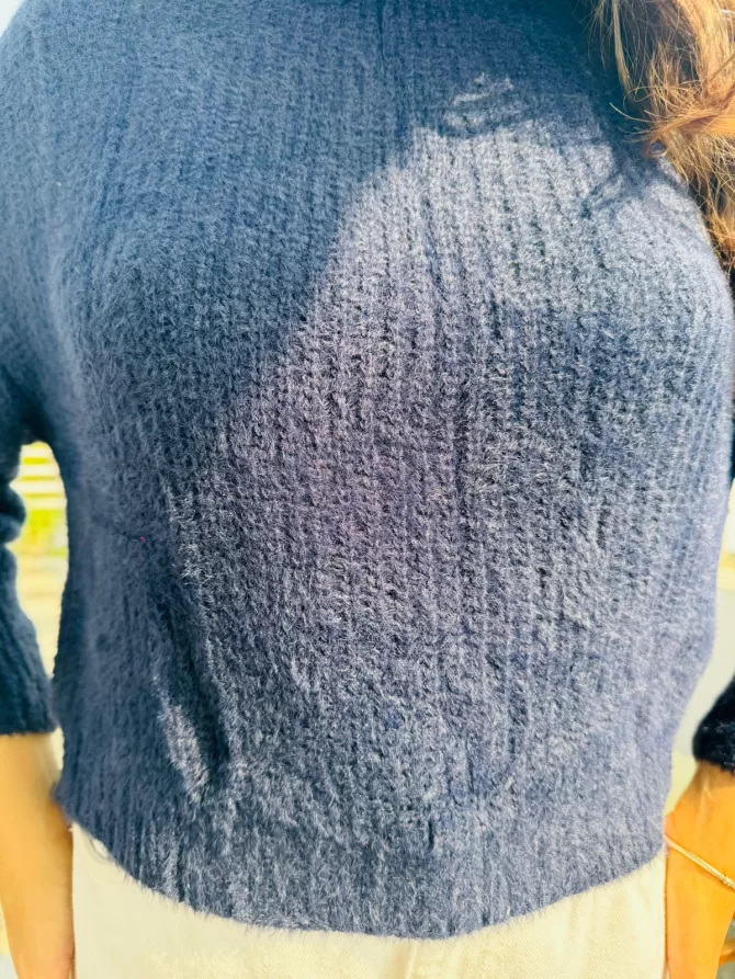 Blue Fuzzy Turtleneck (Free Size)