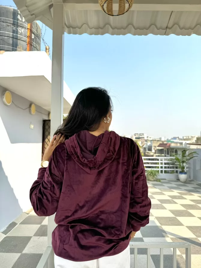 Rich Velvet Hoodie - Wine