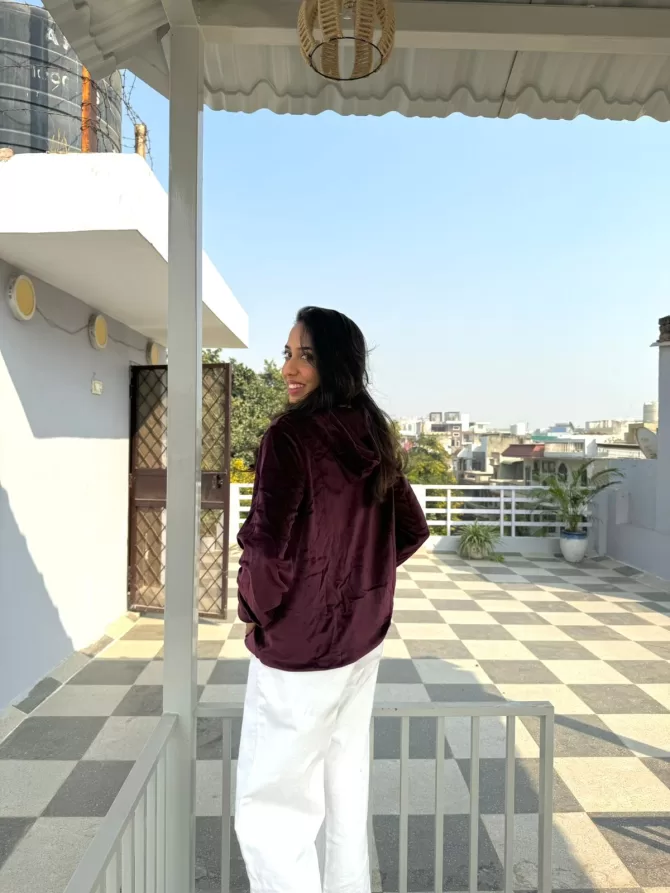 Rich Velvet Hoodie - Wine