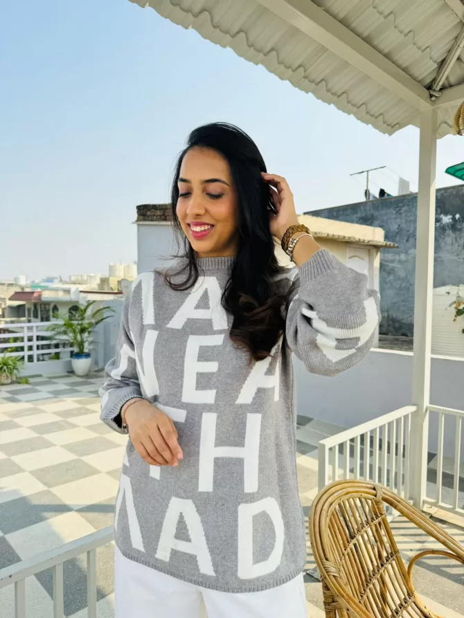 ABCD Sweater (Free Size) - Grey