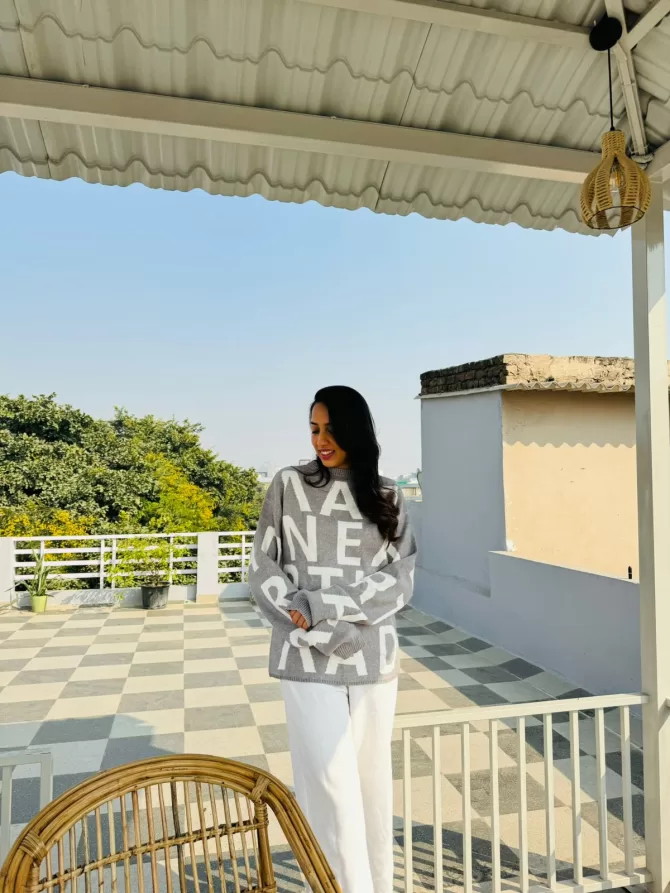 ABCD Sweater (Free Size) - Grey