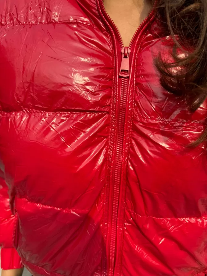 Red Puffer Jacket with Hood