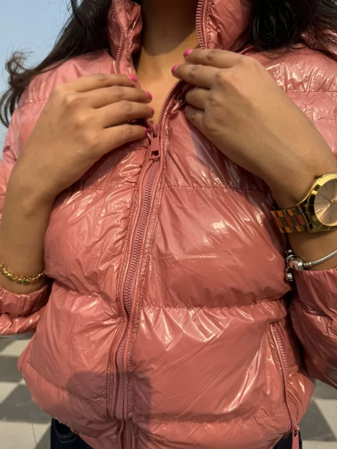 Pink Puffer Jacket with Hood