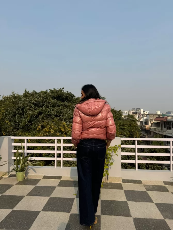 Pink Puffer Jacket with Hood