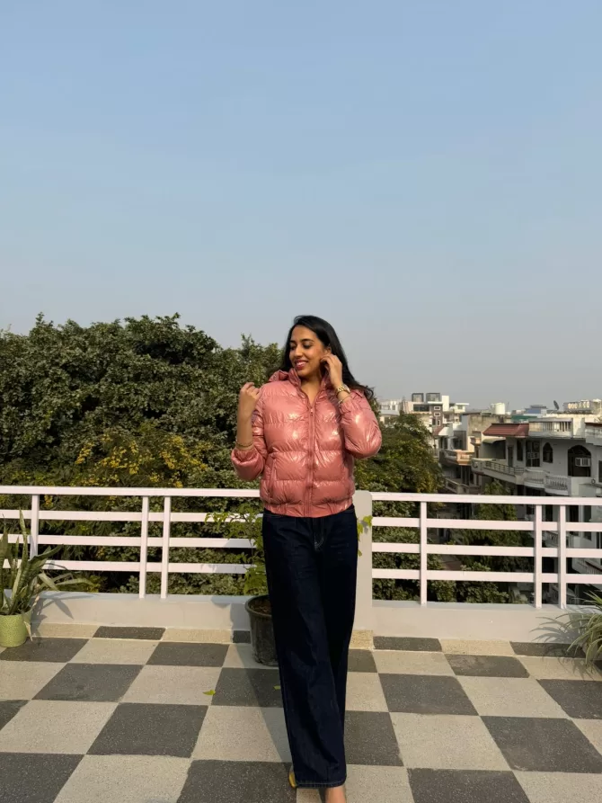 Pink Puffer Jacket with Hood