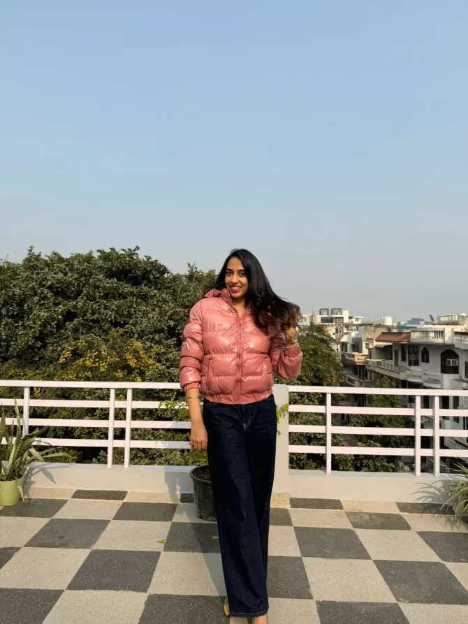 Pink Puffer Jacket with Hood