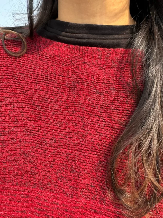 Ombre Woollen Poncho - Red (Free Size)