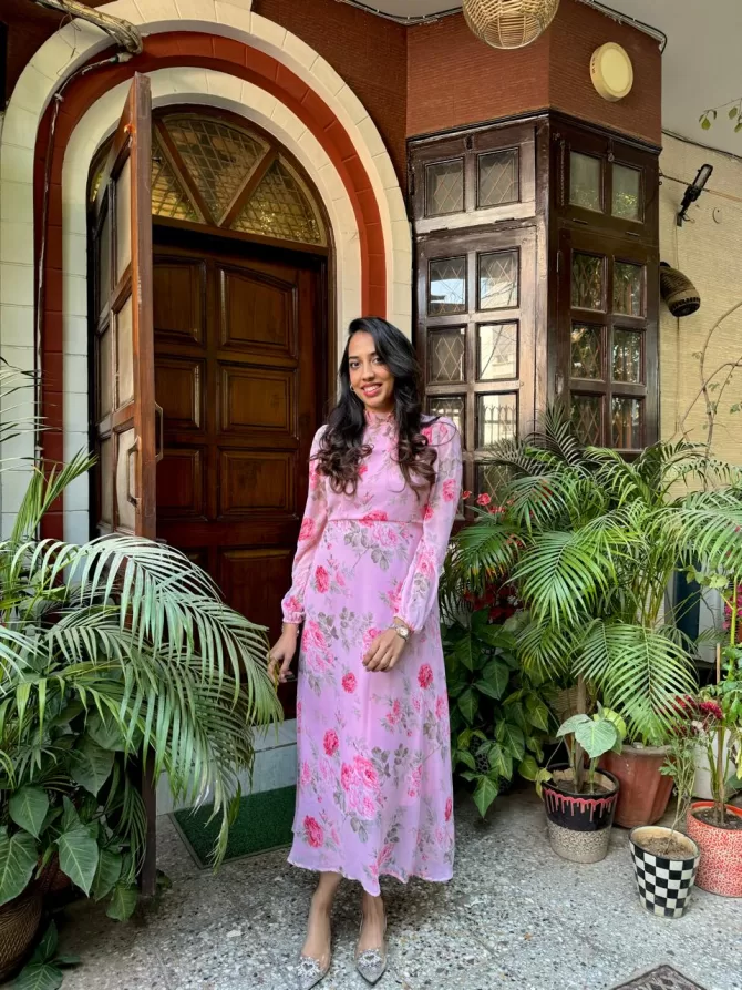 Midi Georgette Dress- Pink
