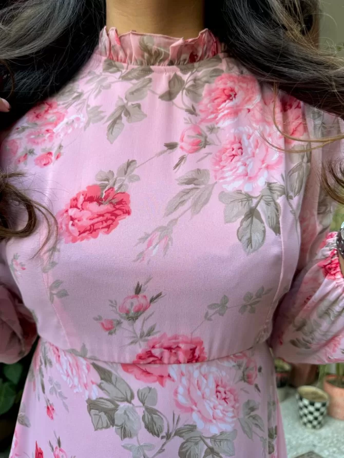 Midi Georgette Dress- Pink