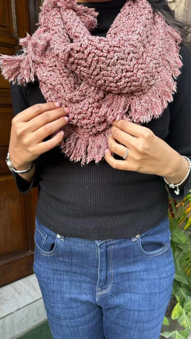 Fancy Woollen Scarf Free Size - Red