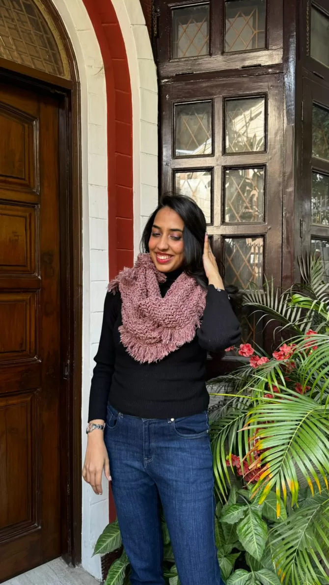 Fancy Woollen Scarf Free Size - Red