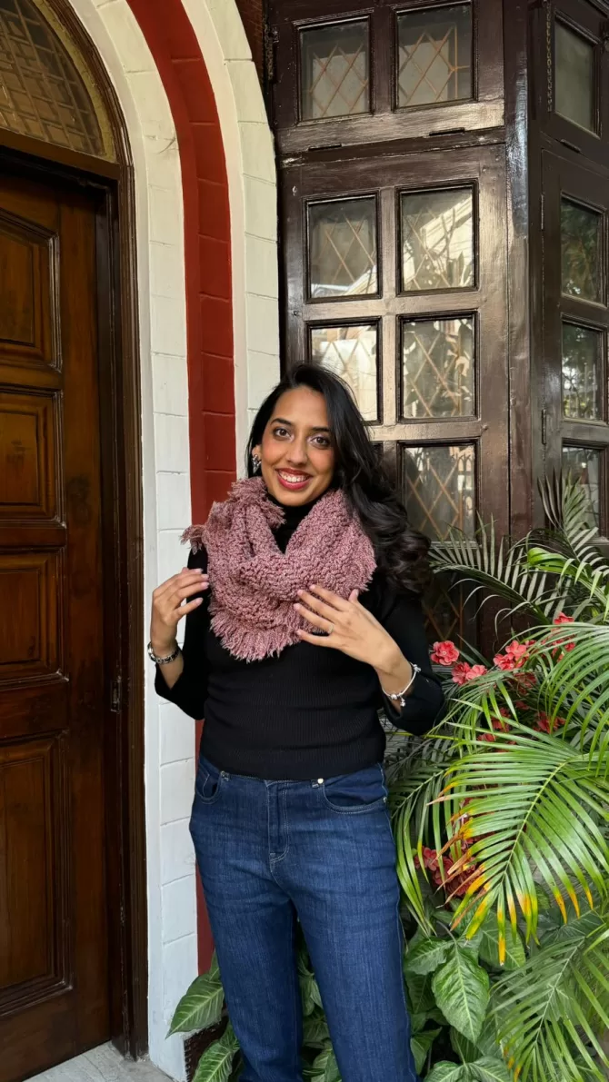 Fancy Woollen Scarf Free Size - Red