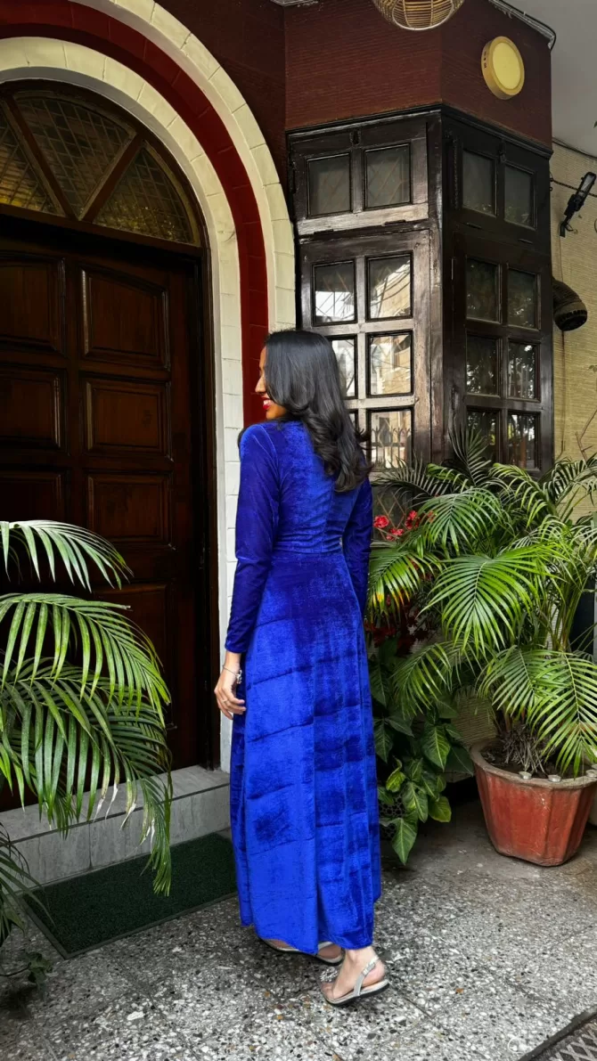Velvet Classic Dress - Royal Blue