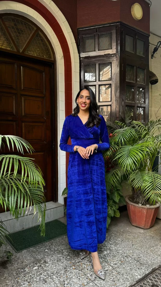 Velvet Classic Dress - Royal Blue