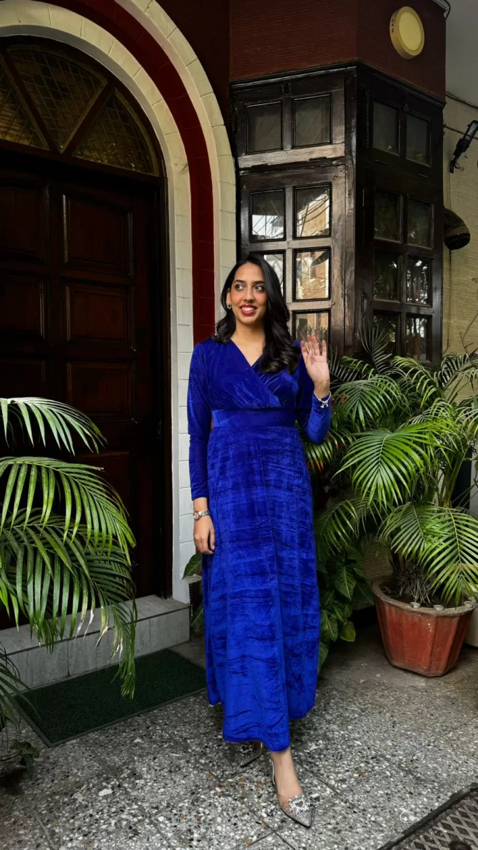 Velvet Classic Dress - Royal Blue